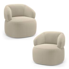 Kit 02 Poltronas Orgânicas Giratória Living Glee Bouclê Bege - Desk Design