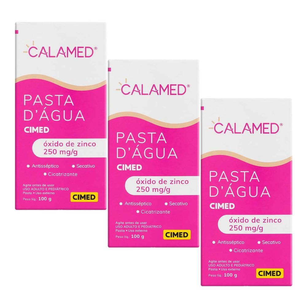 Kit 3 unidades Pasta D`Água 250mg/g Calamed 100g