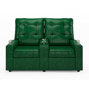Poltrona Reclinável Para Cinema Parma 2 Lugares Baú USB PU Verde Musgo FH1 - D`Rossi