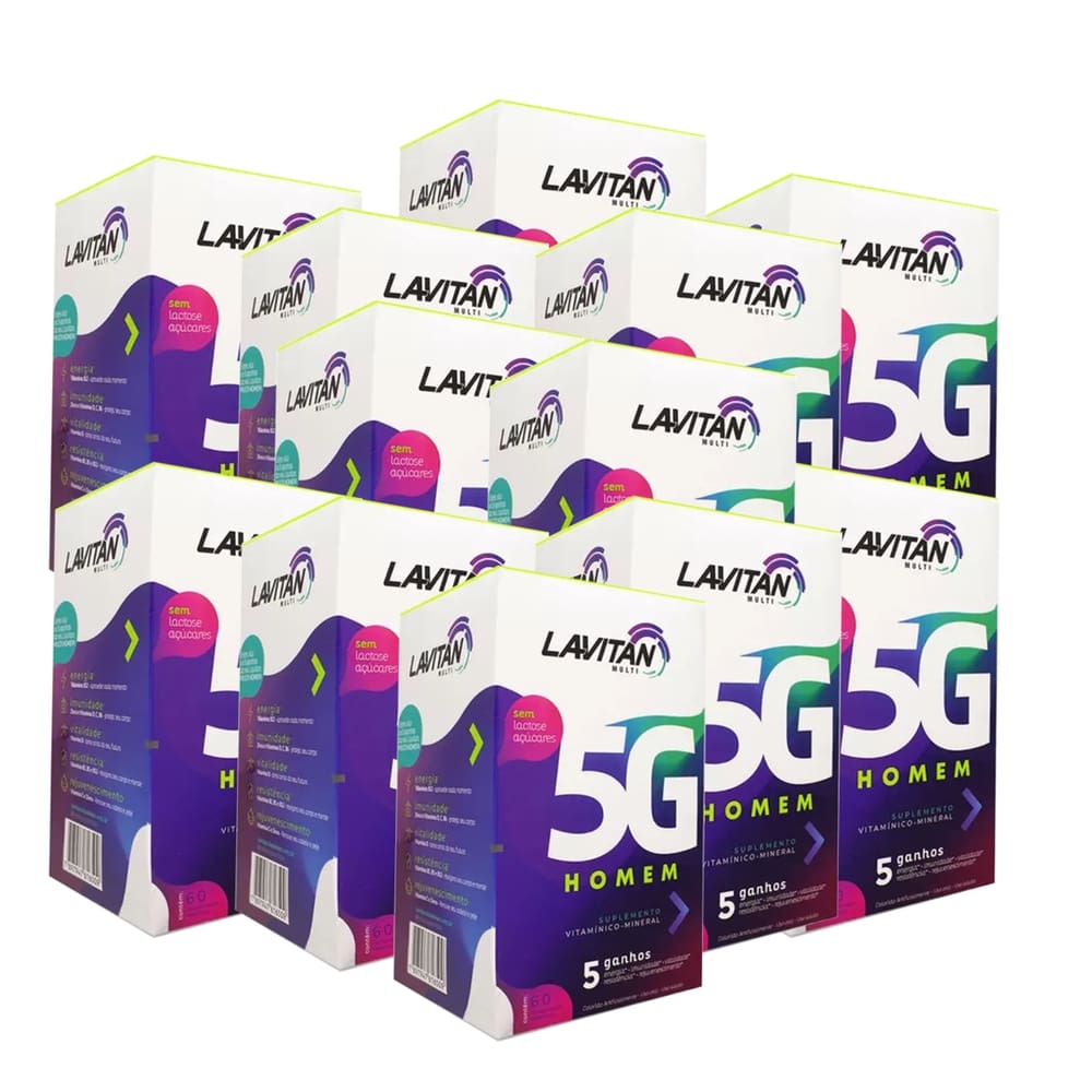 Kit 12 Unidades Lvt Multi 5G Homem 60 Comprimidos