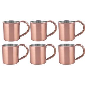 Kit 6 Canecas Lisa Moscow Mule Inox Rose Bronze Drink 250Ml