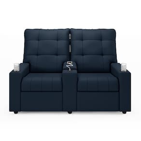 Poltrona Reclinável Para Cinema Parma 2 Lugares Baú USB Veludo Azul FH1 - D`Rossi