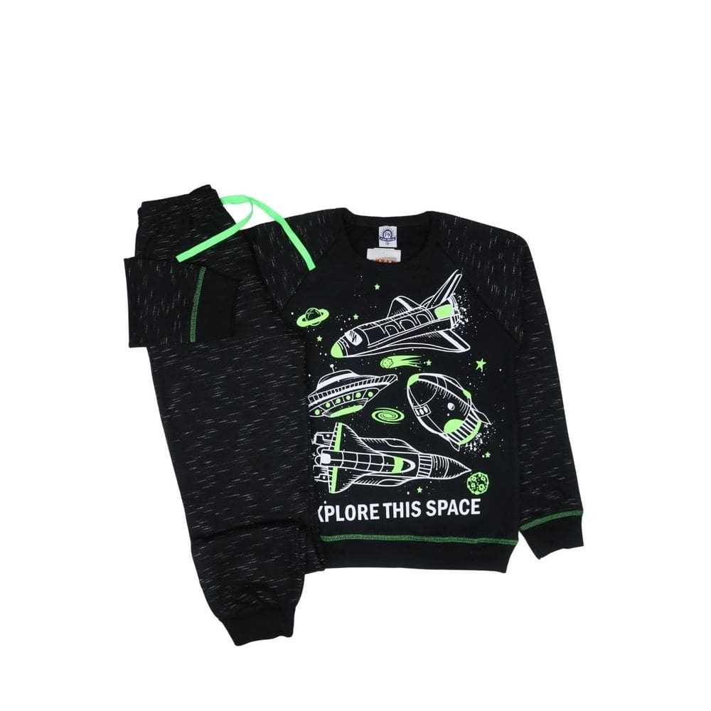 Conjunto Moletom Flanelado Preto Menino Quentinho e Bonito