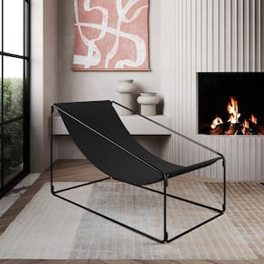 Espreguiçadeira Industrial Luxo Arpoador Tecido Suede Preto