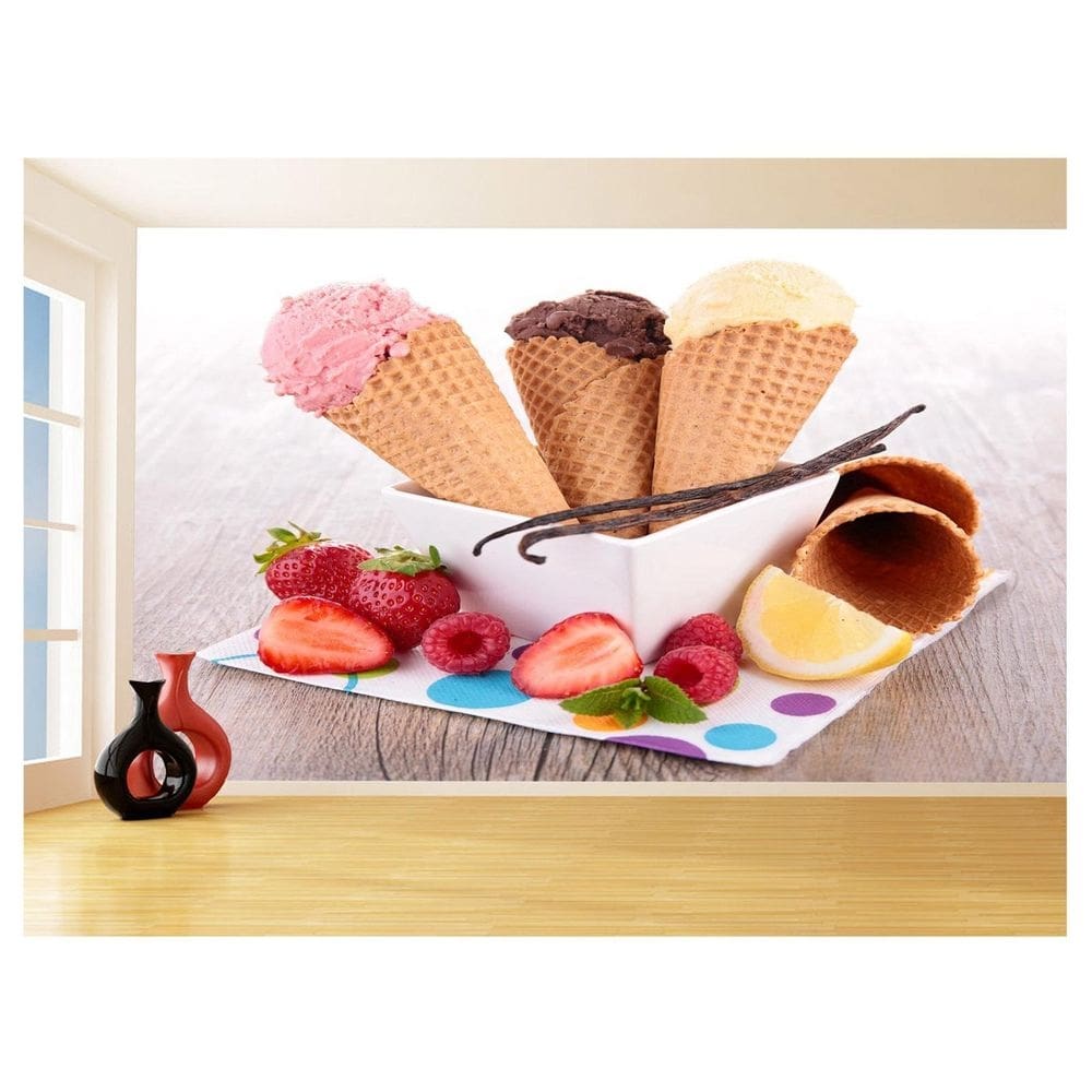 Papel De Parede 3D Alimentos Sorveteria Sorvete 3,5M Al400