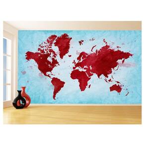 Papel De Parede 3D Mapa Mundi Arte Cimento Cores 3,5M Nmu75