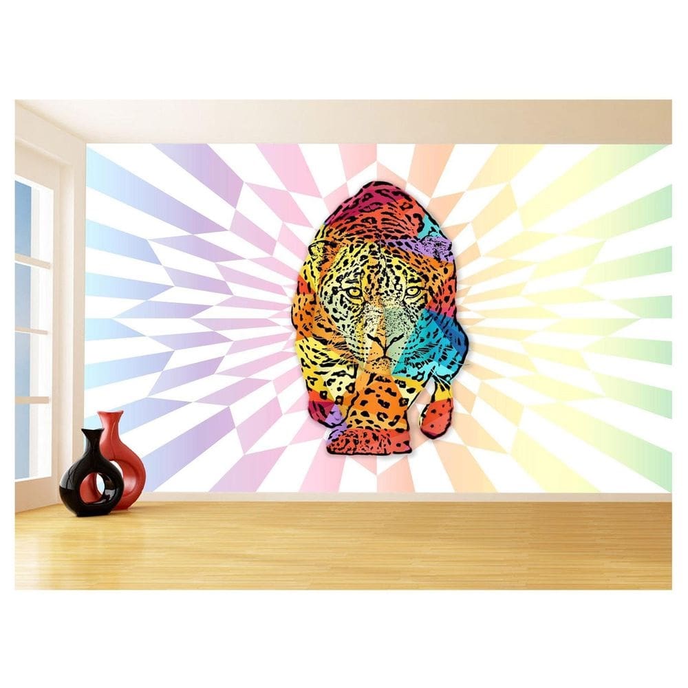 Papel De Parede 3D Animais Pop Art Onça Pintada 3,5M Pxa82
