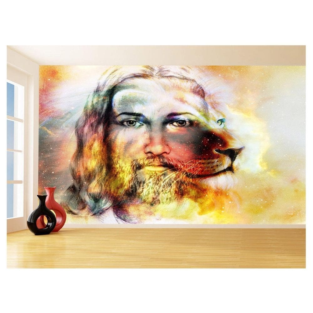 Papel De Parede 3D Religioso Jesus Leão De Judá 3,5M Rl82