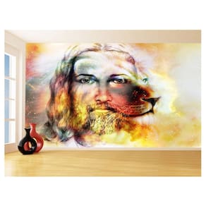 Papel De Parede 3D Religioso Jesus Leão De Judá 3,5M Rl82