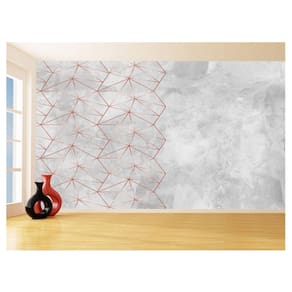 Papel De Parede 3D Concreto Linhas Dourado Rose 3,5M Kkt243
