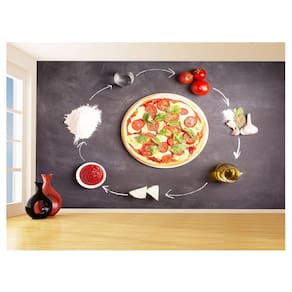 Papel De Parede 3D Alimentos Pizza Receita Sabor 3,5M Al450