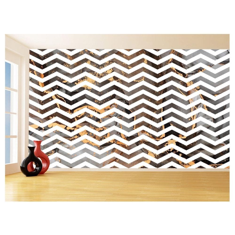 Papel De Parede 3D Sala Chevron Zig Zag Listras 3,5M Zig119