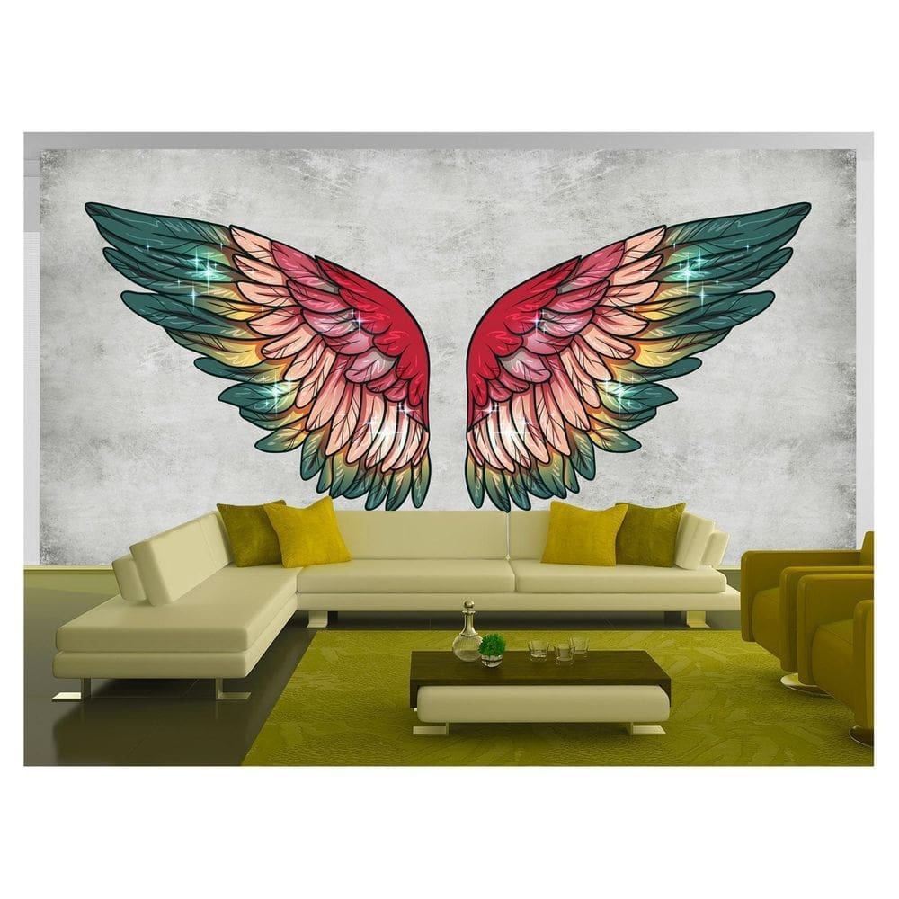 Papel De Parede 3D Arte Asas Selfie Insta Cores 3,5M Tra386