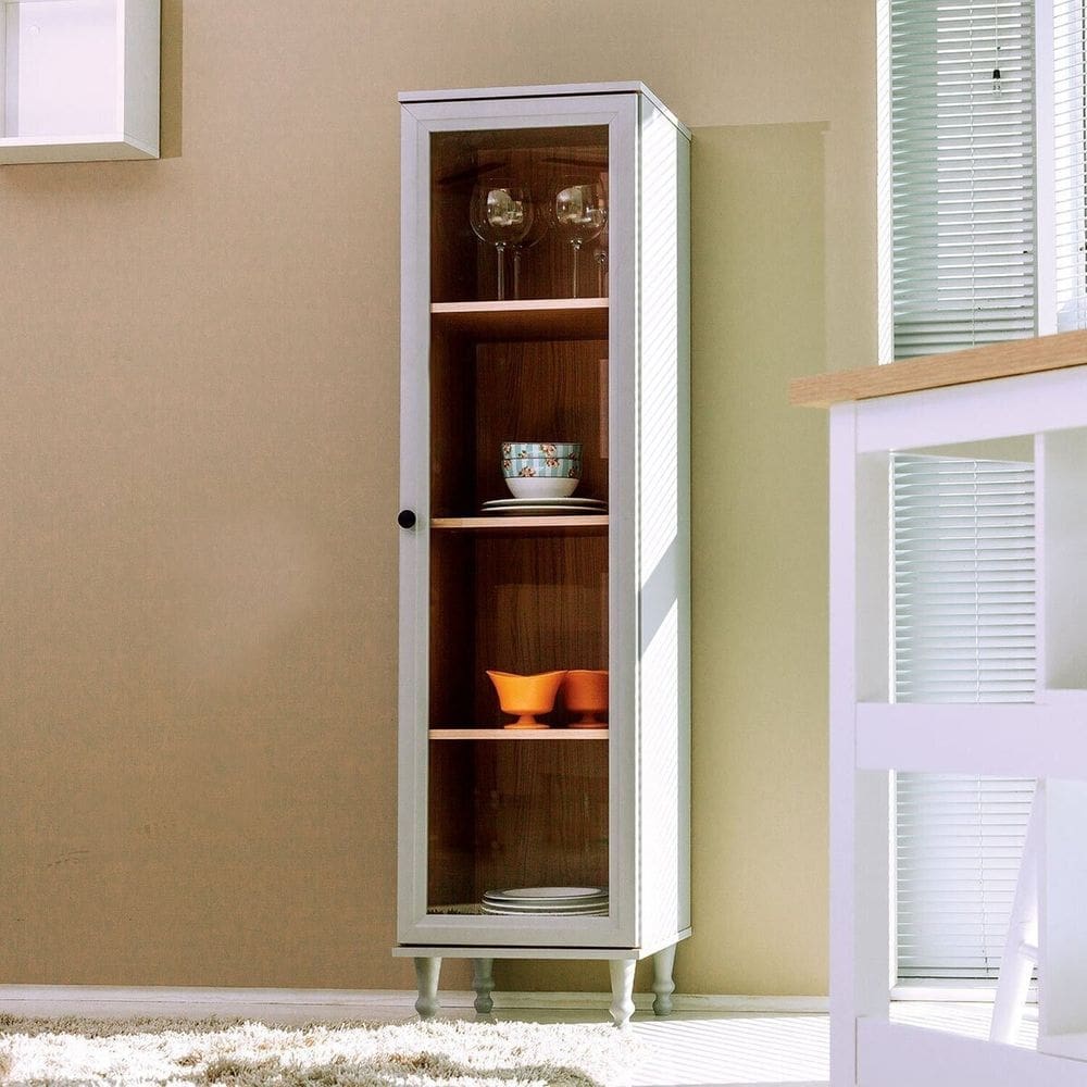 Cristaleira Estante Para Livros 1 Porta Vidro E-963 Cinza