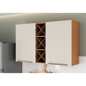 Armário Aéreo Duplo com Garrafeiro 120cm Favorita Cinamomo / Areia