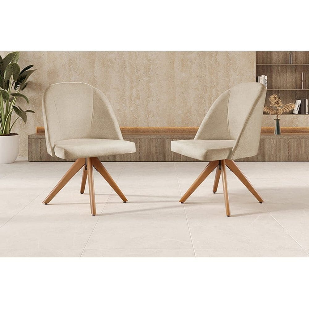 Poltrona Decorativa Giratória Lua Bege