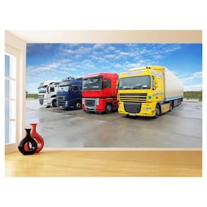 Papel De Parede 3D Caminhão Estrada Carga 3,5M Cxr125
