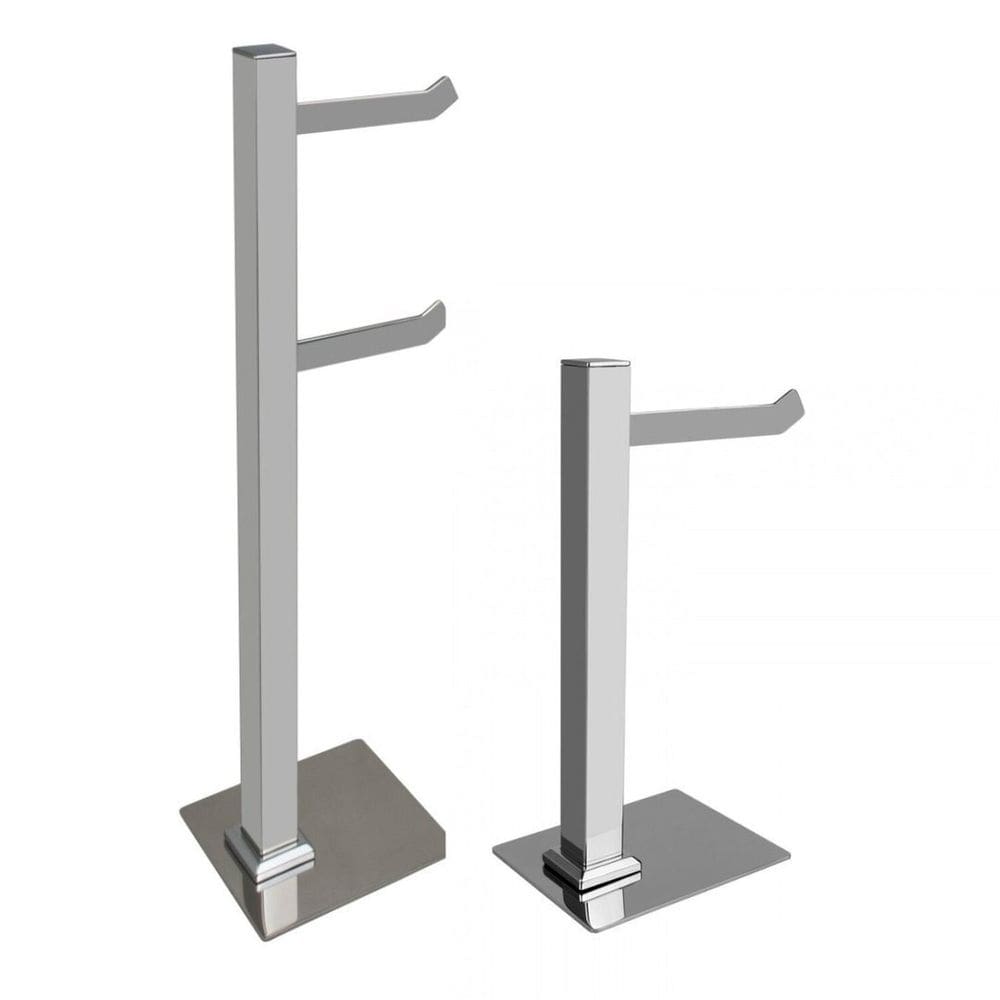 Kit 1 Papeleira de Chão Dupla e 1 Porta Toalhas de Bancada Ducon Metais Cromado