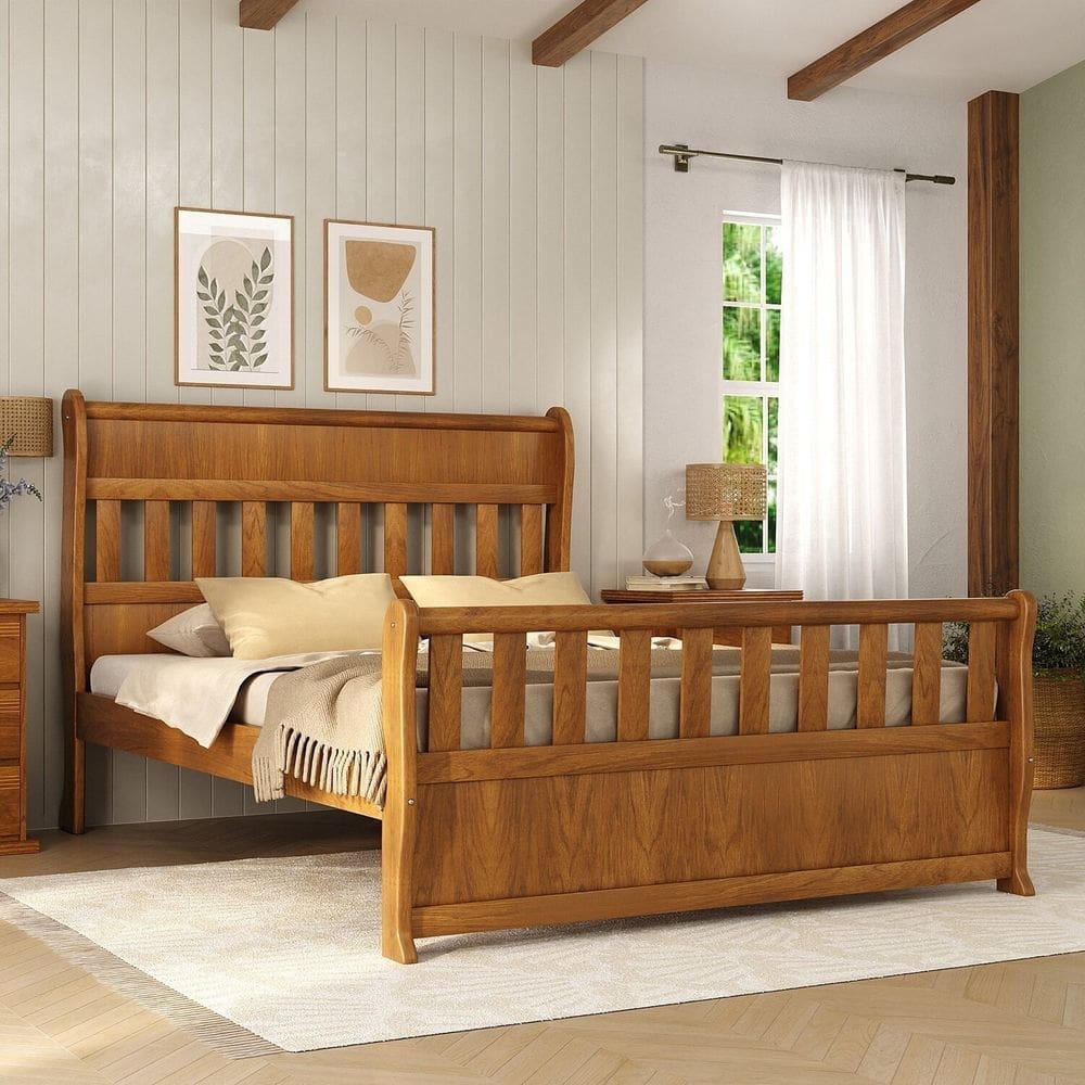 Cama em Madeira Maciça Com produção 100% em madeira Mogno Mel