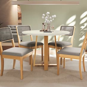 Conjunto Sala de Jantar Mesa com 4 Cadeiras Elma Caqui