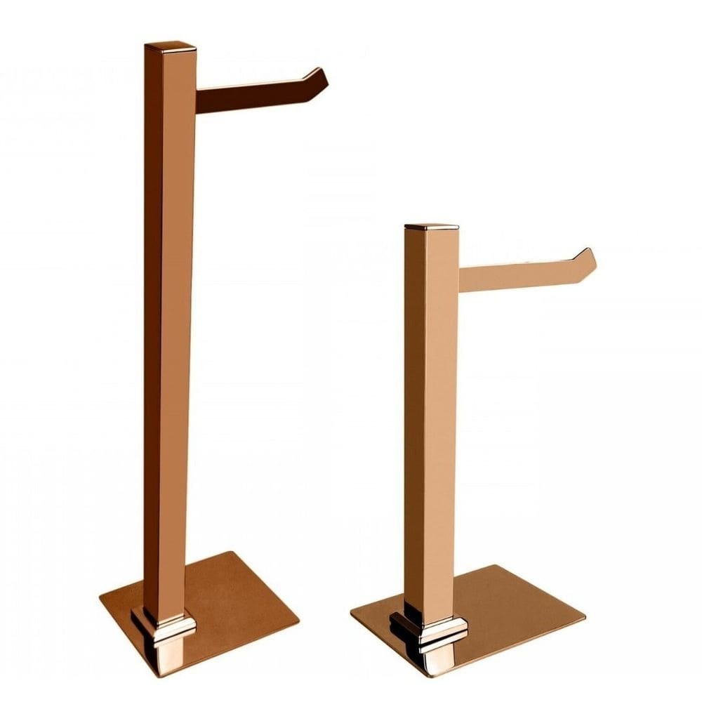 Kit 1 Papeleira de Chão e 1 Porta Toalhas de Bancada Ducon Metais Rosé Gold