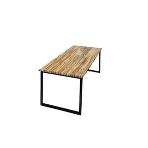 Mesa de Jantar Estilo Industrial Natural/ Preto fosco