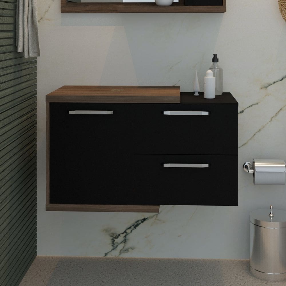 Armário Gabinete Nexus 83P Contemporâneo Nogal/Preto Ônix