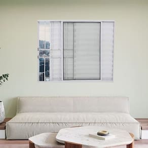 Janela Veneziana de Alumínio 3 Folhas 120 x 120cm com Grade Linha Modular Branco