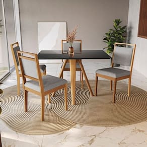 Conjunto Sala de Jantar Mesa Duna com 4 Cadeiras Cinza Mesclado