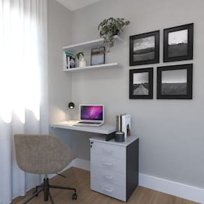 Escrivaninha Para Escritório e Home Office com 4 Gavetas Preto/Cinza Cristal