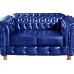 Namoradeira Chesterfield Com Capitonê Luís XV Azul