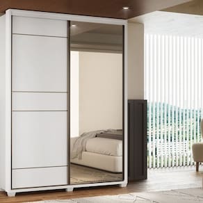 Guarda-Roupa Quality 2 Portas com Pé com Espelho Espresso Móveis Branco