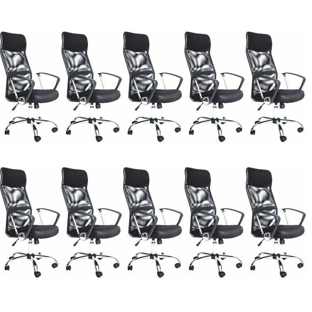 Kit 5 Cadeiras de Escritorio Presidente Comfort Preto