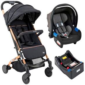 Carrinho Zap Preto Cobre Com Bebê Conforto Touring X E Base