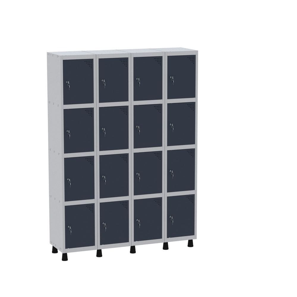 Armário Guarda Volume Locker Roupeiro 16 Portas Aço GRF 504/16 Cinza/Azul Delrey