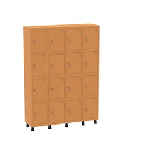 Armário Guarda Volume Locker Roupeiro 16 Portas Aço GRF 504/16 Laranja Picasso