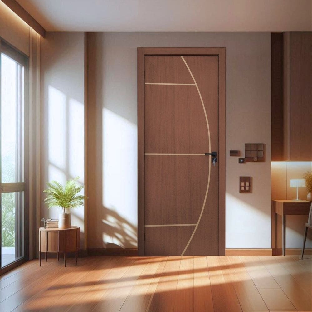 KIt Porta de Madeira Decorada 215x74cm Batente 7cm Gaucha Ipê