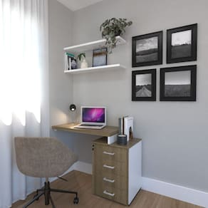 Escrivaninha Para Escritório e Home Office com 4 Gavetas Branco/Carvalho Mel