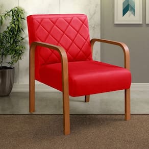 Kit 4 Poltronas Cadeira Decorativa Sala, Recepção Lara Vermelho