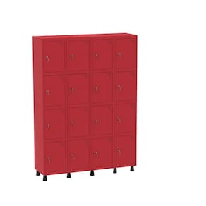 Armário Guarda Volume Locker Roupeiro 16 Portas Aço GRF 504/16 Vermelho