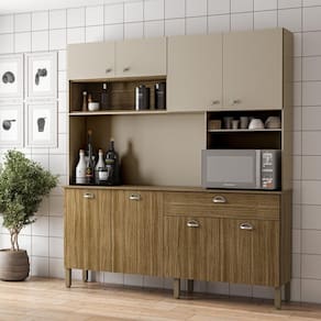 Armario de Cozinha Compacta 8 Portas 1 Gaveta Core - Freijó/Vanilla