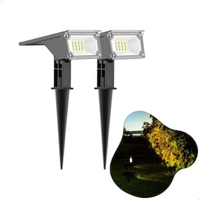 Kit 2 Luminária Led Spot Solar Espeto Jardim 10 Lúmens 3000K