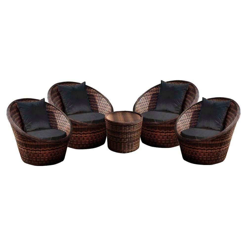 Conjunto De Poltronas Bola 4 Poltronas + 1 Mesa Centro Preto
