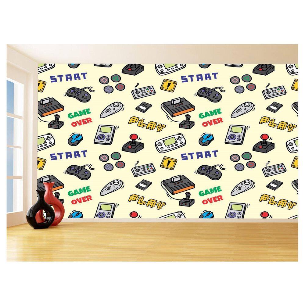 Papel De Parede 3D Infantil Controle Game Jogo 3,5M Azs219