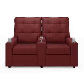 Poltrona Reclinável Para Cinema Parma 2 Lugares Baú USB PU Vermelho FH1 - D`Rossi