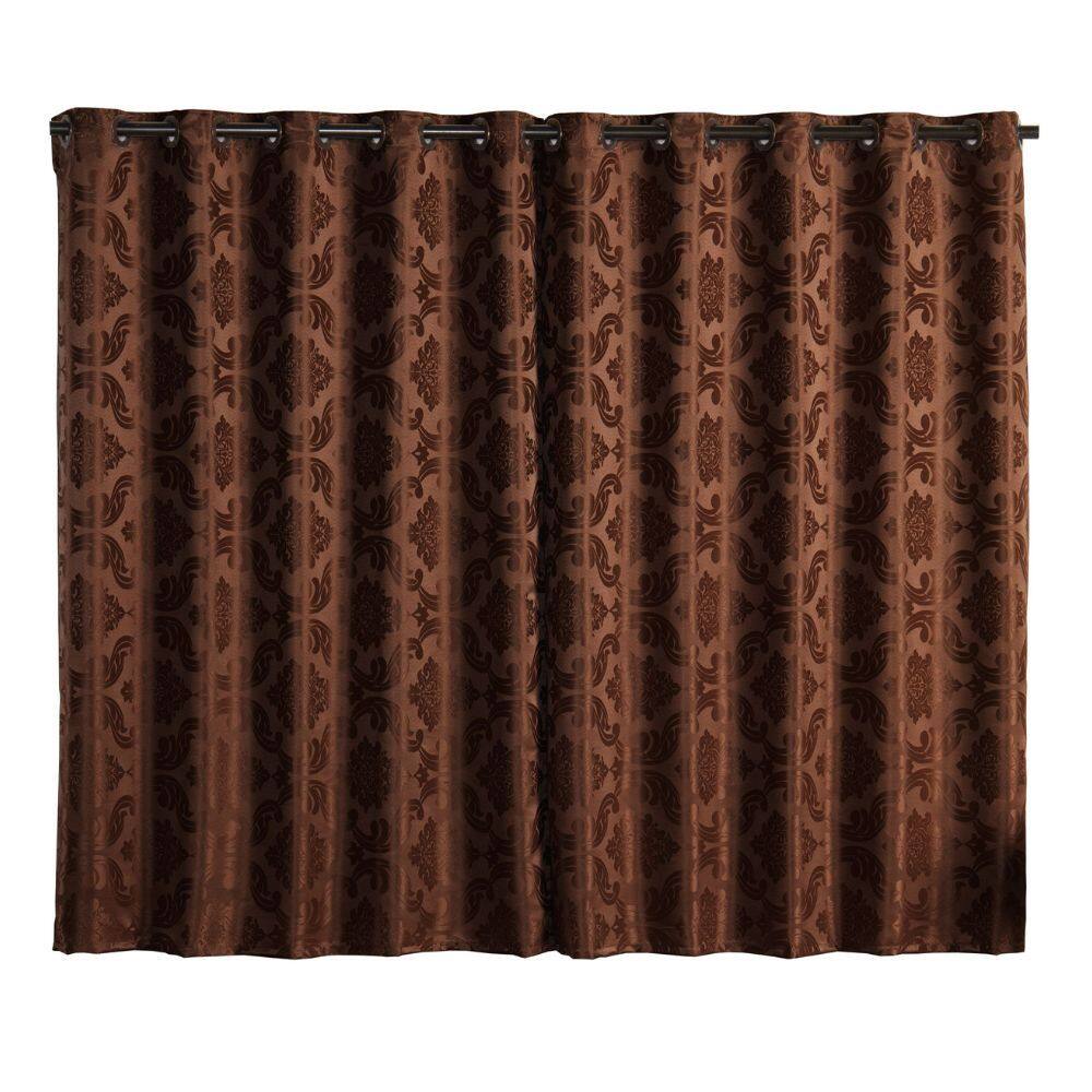 Cortina Jacquard 2,0 x 1,7m Sala Quarto Marrom