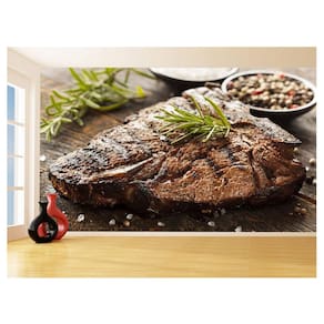 Papel De Parede Alimentos Carne Churrasco Bife 3,5M Al304