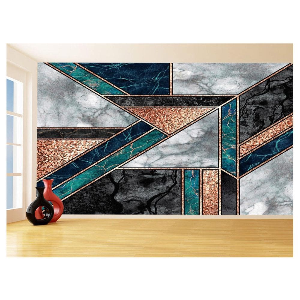 Papel De Parede 3D Estilo Marmore Cores Formas 3,5M Mbr32