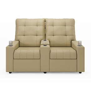 Poltrona Reclinável Para Cinema Parma 2 Lugares Baú USB PU Bege FH1 - D`Rossi