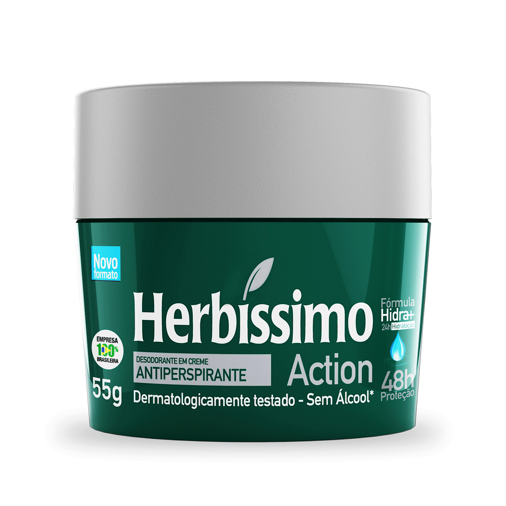Kit Desodorante Creme Antitranspirante Action Herbissimo 55G - 3 unidades